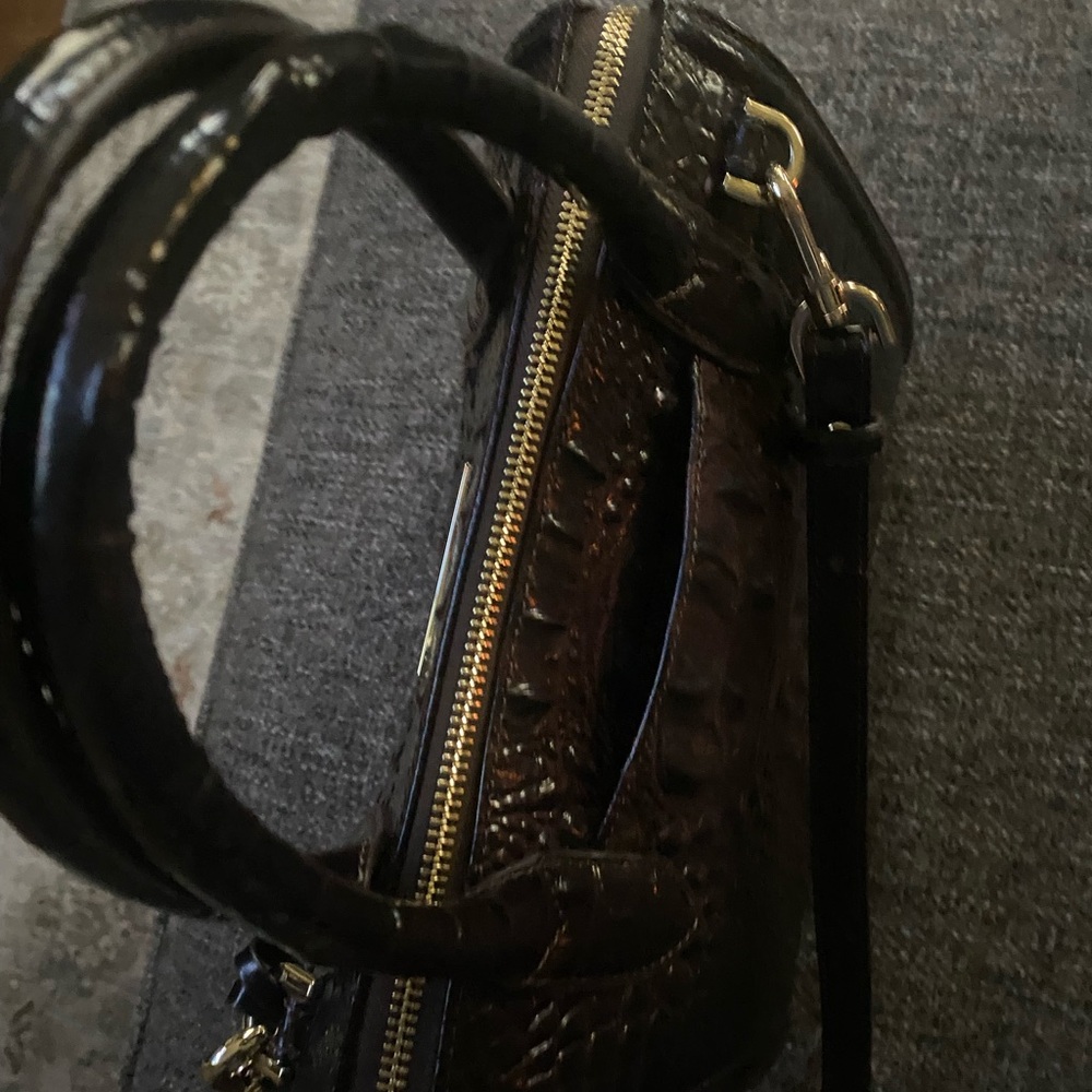 Brahmin Dark Brown Croc-Embossed Satchel Cocoa Ombré Melbourne like New - Picture 7 of 10